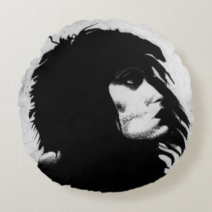 Goth Goddess Portrait Original Art Throw Round Pillow