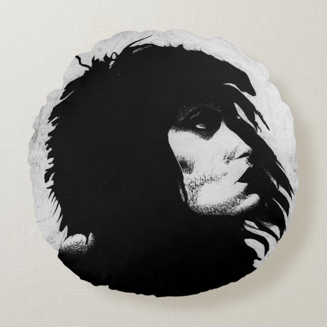 Goth Goddess Portrait Original Art Throw Round Pillow (Front)