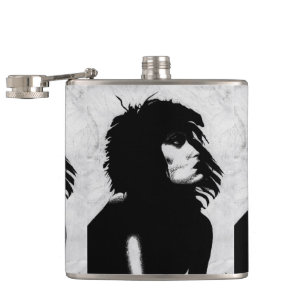 Goth Goddess Woman Portrait Iconic Fashion Art Hip Flask