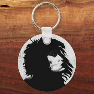 Goth Goddess Woman Portrait Iconic Fashion Art Keychain
