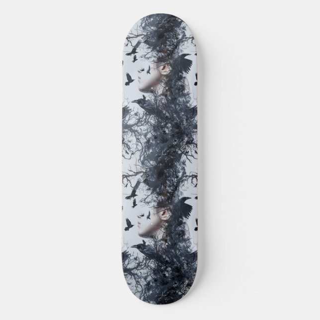 Goth Gothic Girl and Ravens Macabre Skateboard (Front)