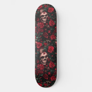 Goth Gothic Skull and Roses Macabre Skateboard