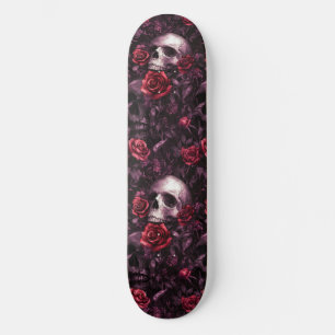 Goth Gothic Skull and Roses Macabre Skateboard