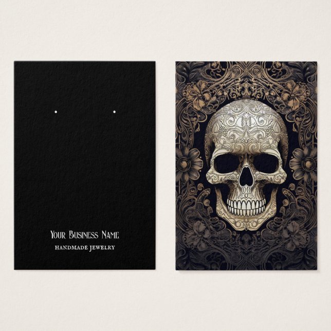 Goth Gothic Skull Earring Display Card (Front & Back)