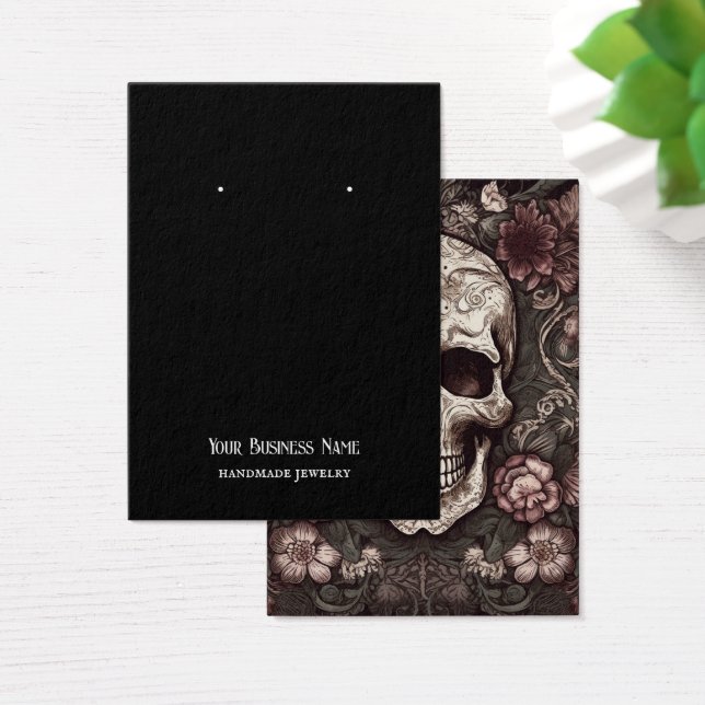 Goth Gothic Skulls Fleurs de l'oreille Carte d'aff (Bureau)
