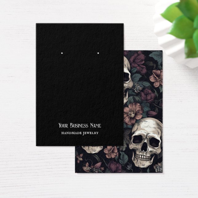Goth Gothic Skulls Fleurs de l'oreille Carte d'aff (Bureau)