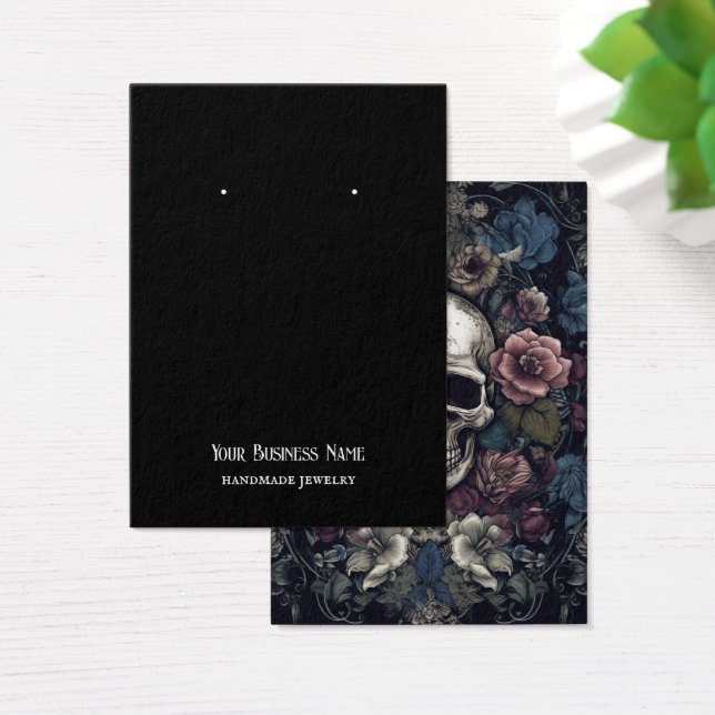 Goth Gothic Skulls Fleurs de l'oreille Carte d'aff (Bureau)