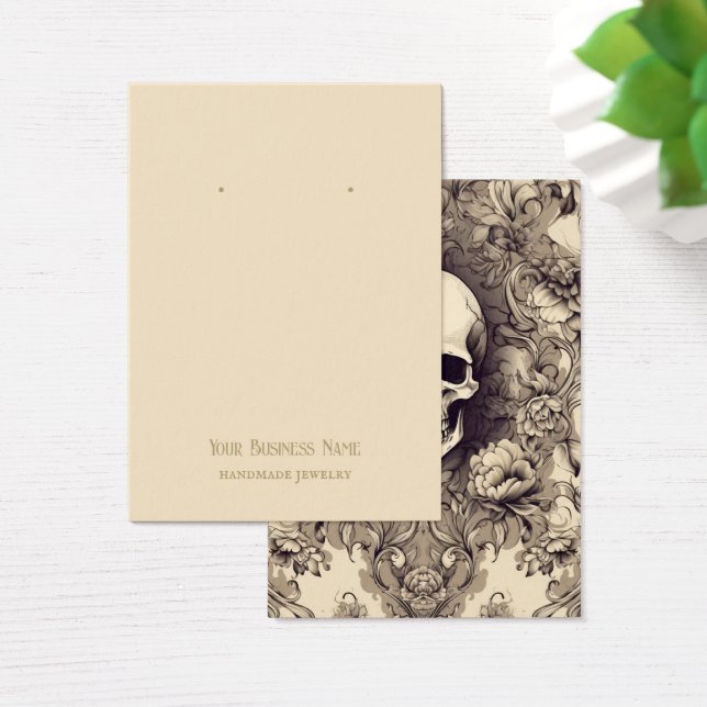 Goth Gothic Skulls Flowers Earring Display Card (Desk)
