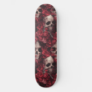 Goth Gothique crâne et Rose Macabre skateboard