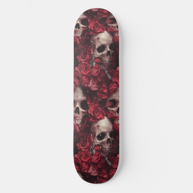 Goth Gothique crâne et Rose Macabre skateboard (Recto)