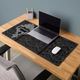 Goth Grey Ornament with Skull Personalized  Desk Mat