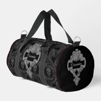 Goth Grey Ornament with Skull Personalized Duffle Bag