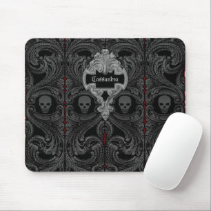 Goth Grey Ornament with Skull Personalized  Mouse Pad