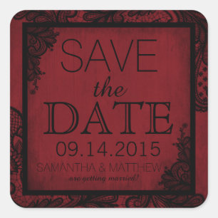 Goth Grunge Lace Save the Date Label