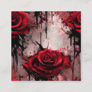 Goth Grunge Style Red Roses Digital Painting Plann Square Business Card