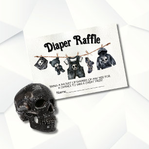 Goth Halloween clothesline Skull Diaper raffle Invitation