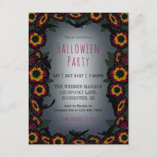 Goth halloween invitation à la fête avec fleurs et