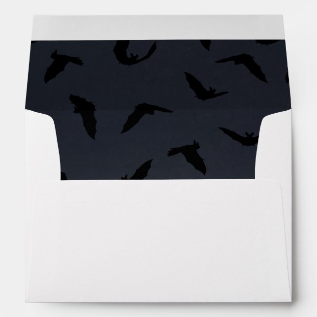Goth Halloween party envelope w bats on grey (Back (Bottom))