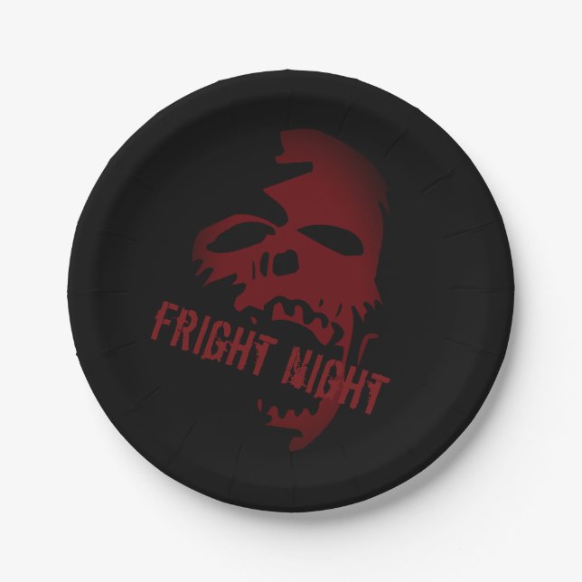 Goth Halloween Skeleton Skull Red Black Paper Plate (Front)