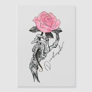 Goth Hand Skeleton With Pink Rose   Dead Inside