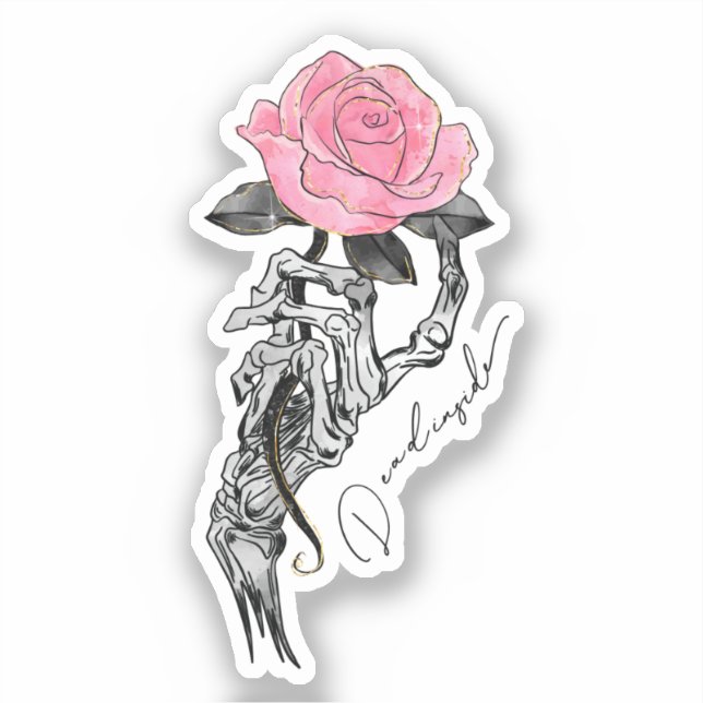 Goth Hand Skeleton With Pink Rose | Dead Inside (Front)