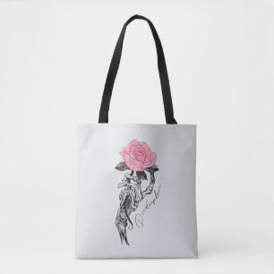 Goth Hand Skeleton With Pink Rose   Dead Inside Tote Bag