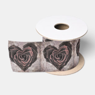 goth heart rose ribbon satin ribbon
