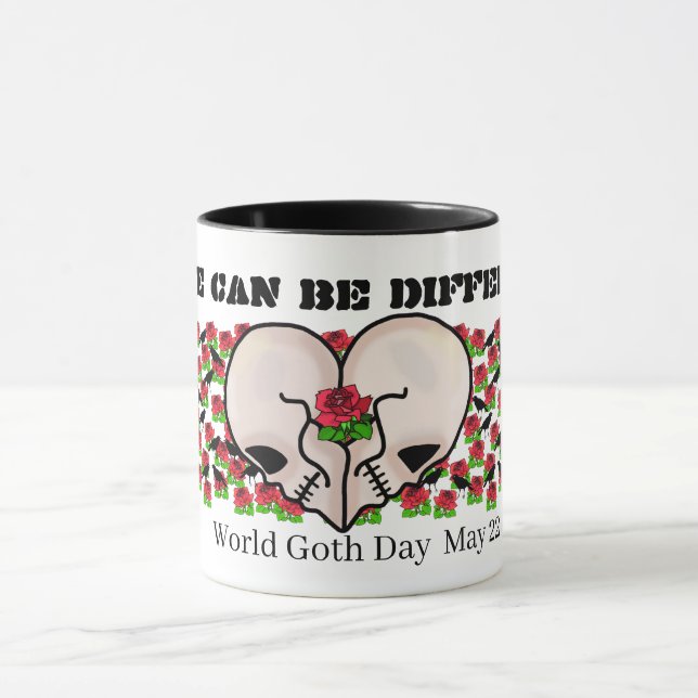 Goth Heart Skulls Log Mug (Centre)