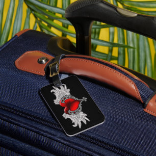 Goth Heart with Angel Wings Luggage Tag
