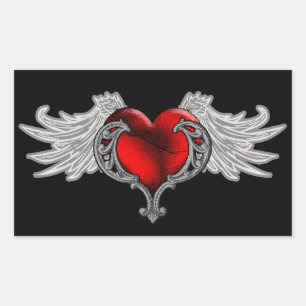 Goth Heart with Angel Wings Sticker