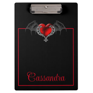 Goth Heart with Bat Wings Personalized  Clipboard