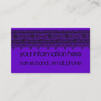 goth inspired black lace over purple business card