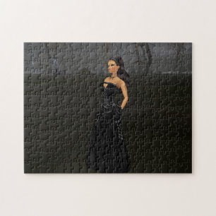Goth Lady Dans Un Puzzle De Cimetière