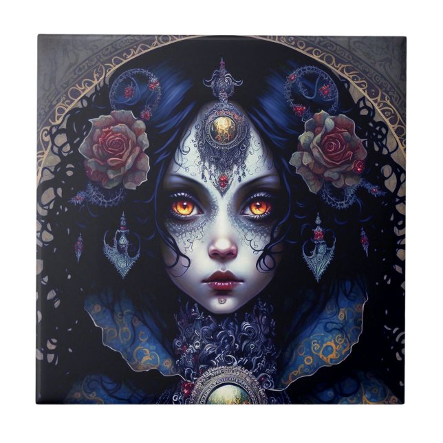 Goth Lady Gothic Fantasy Art Tile (Front)