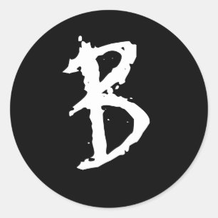 GOTH LETTER B CLASSIC ROUND STICKER