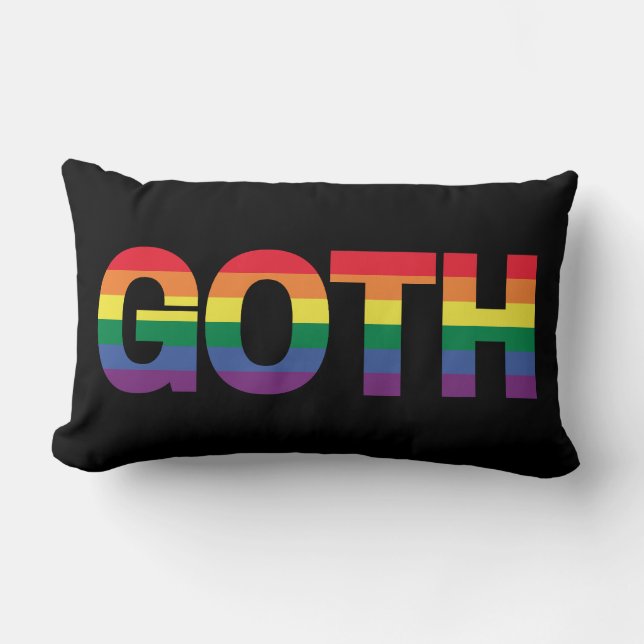 Goth LGBTQ+ Rainbow Lumbar Pillow (Front)