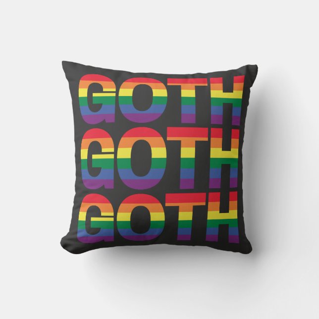 Goth LGBTQ+ Regenbogen Throw Pillow (Front)
