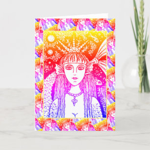 GOTH MERMAID, BLACK SEA SIREN FANTASY WHIMSY Blank Card
