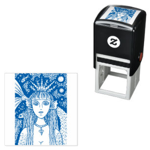GOTH MERMAID, BLACK SEA SIREN FANTASY WHIMSY, FISH SELF-INKING STAMP