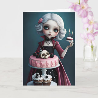 Goth mignonne, gothique fille avec carte de gâteau