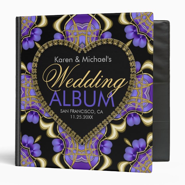 Goth moderne violet or mariage Album Classeur (Devant/Intérieur)