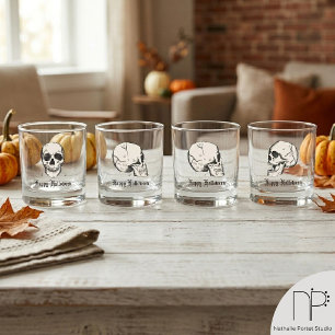 Goth Mom and Dad Skull Whiskey Glass