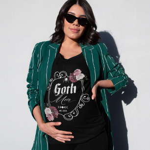 Goth Mom Pregnancy Announcement Floral Crest Tri-Blend Shirt