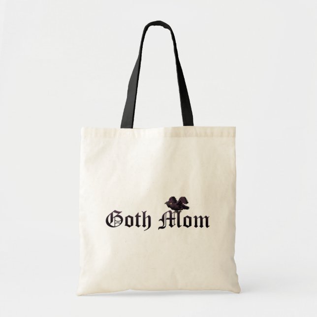 Goth Mom with Raven Tote Bag (Front)