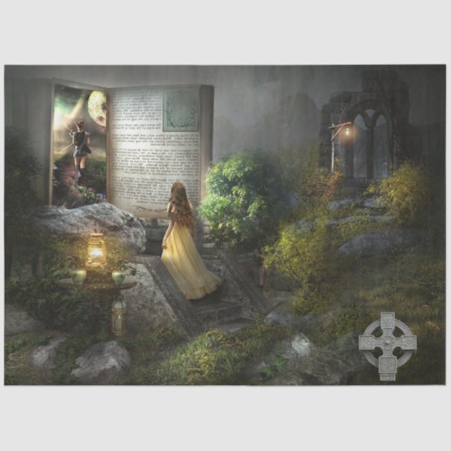 Goth Moody Fantasy Decoupage Tissue Paper  (Front)