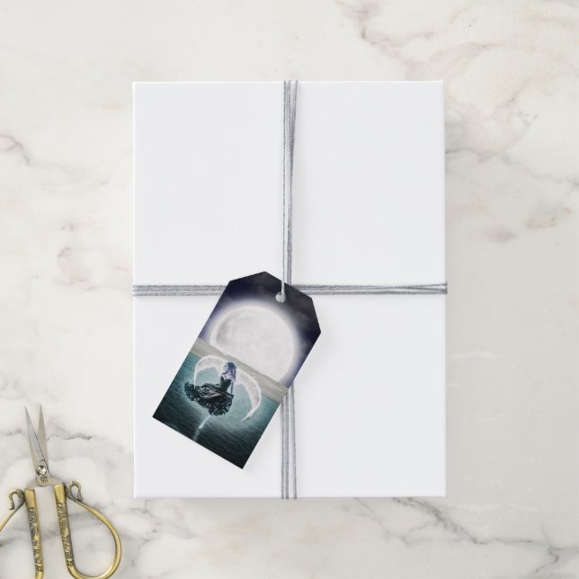 goth moon angel gift tags (With Twine)