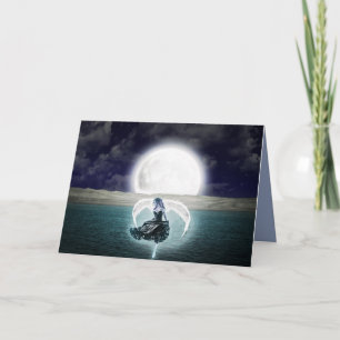 goth moon angel greeting card