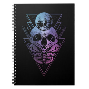 Goth Moon Skull Gothic Wicca Crescent Lunar Moth Notebook