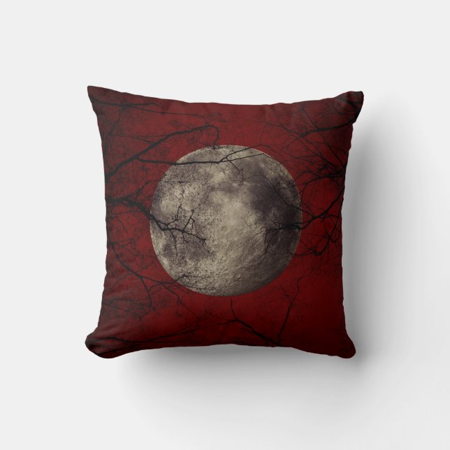 Goth Moon Throw Pillow (Front)