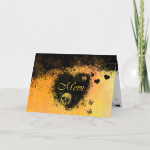 Goth Mothers Day Hearts, Skull, Butterflies Card